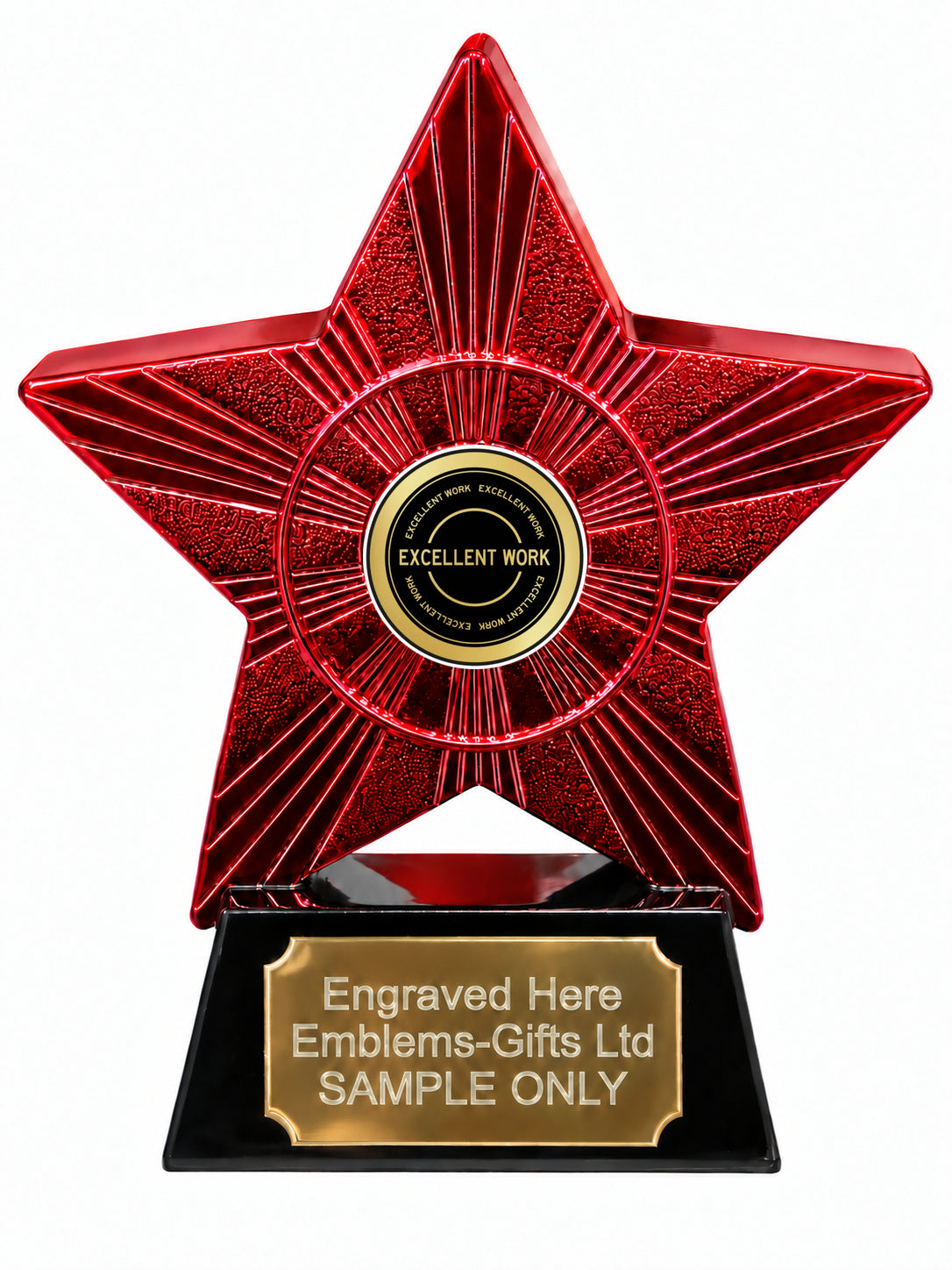 Red Superstar Excellent Work Resin Trophy 140 x 125mm (A15)