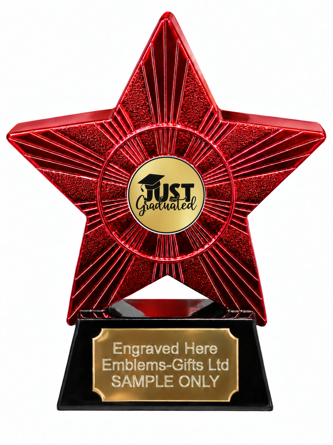 Red Superstar Just Graduated Resin Trophy 140 x 125mm (A16)