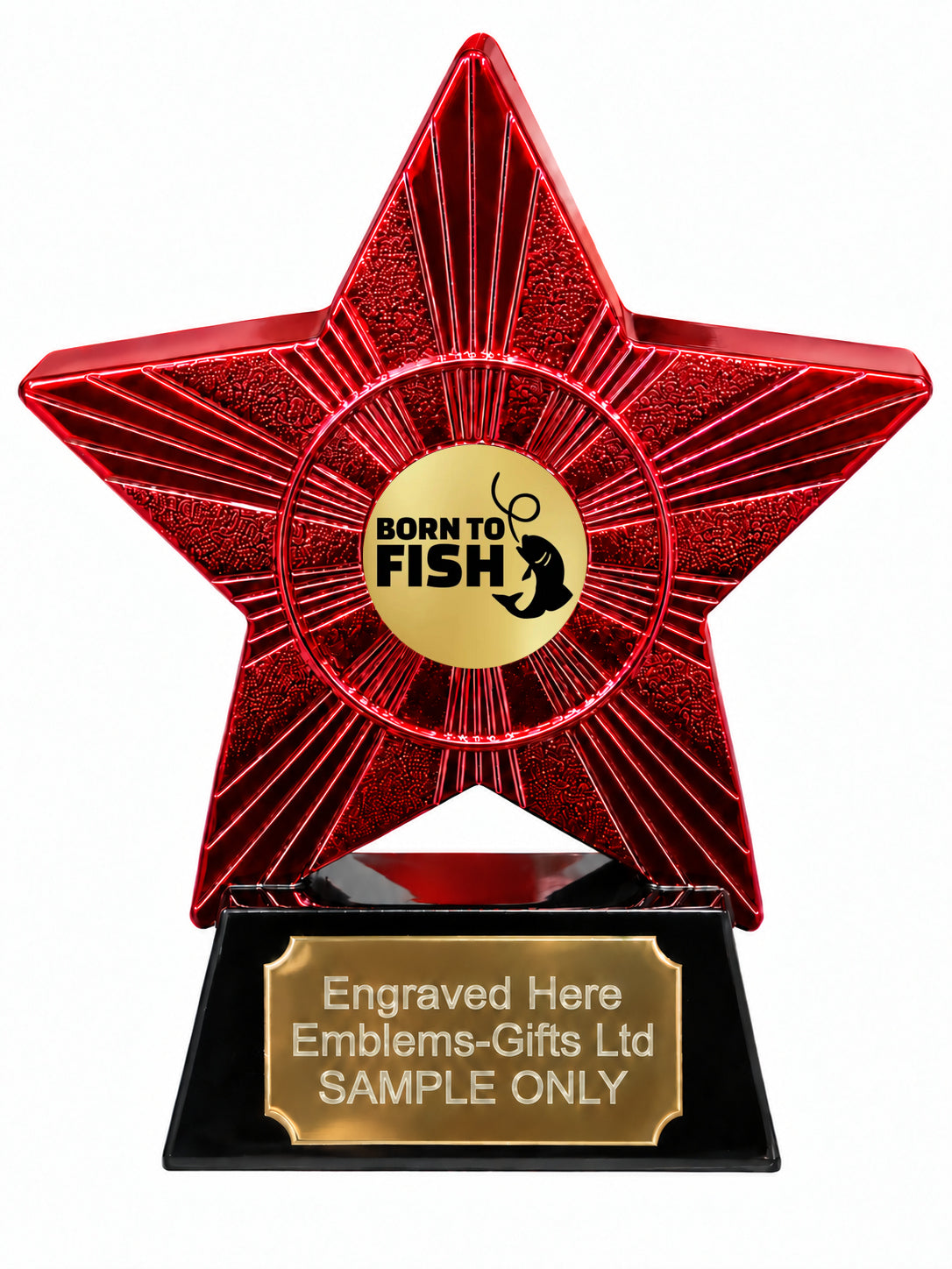 Red Superstar Born to Fish Resin Trophy 140 x 125mm (A16)