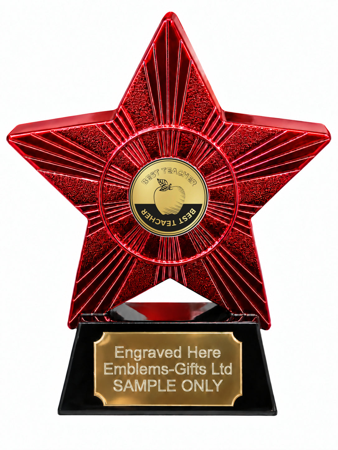 Red Superstar Best Teacher Apple Resin Trophy 140 x 125mm (A16)