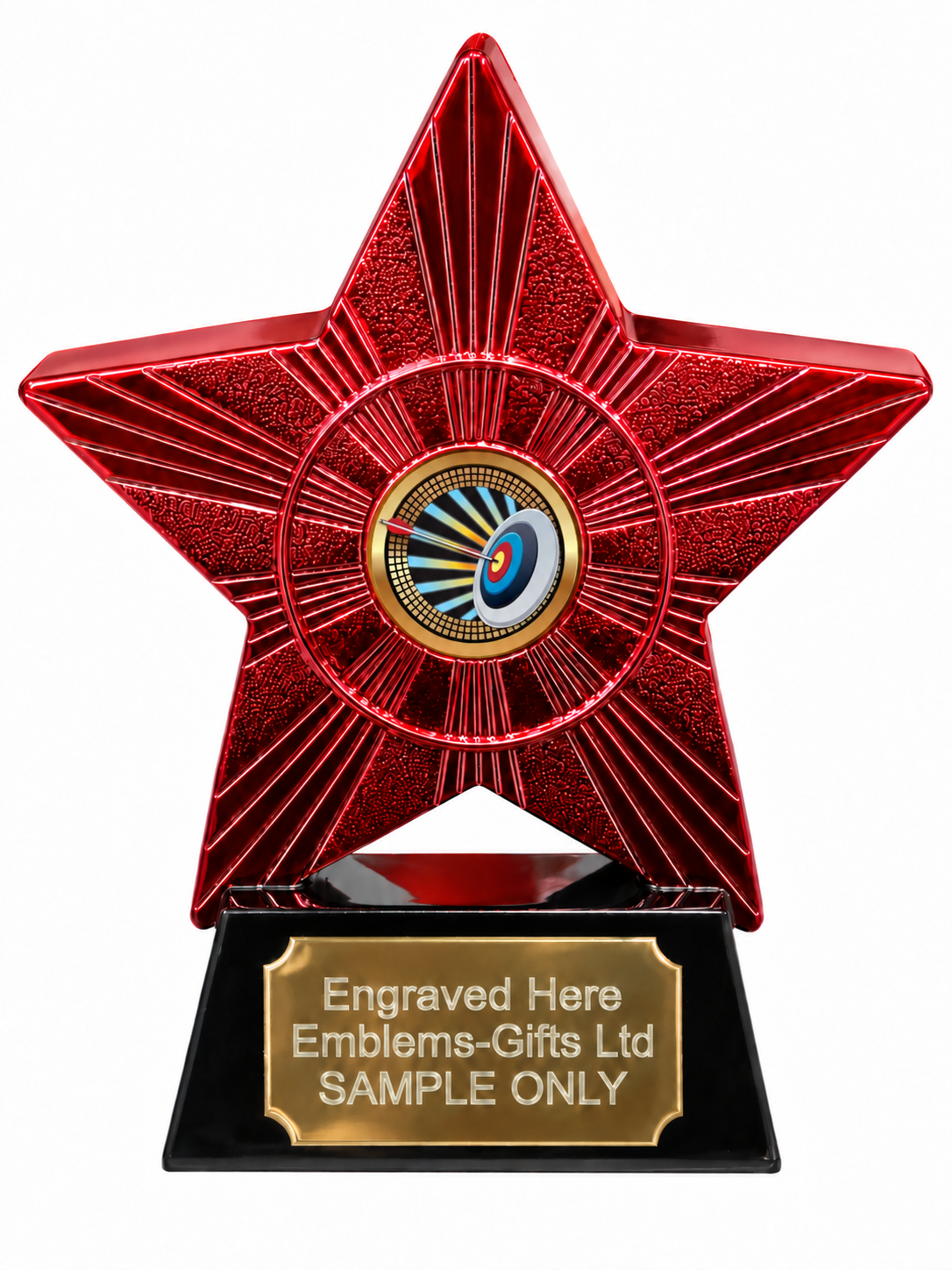Red Superstar Archery Bullseye Resin Trophy 140 x 125mm (A2) with small Archery Bullseye centre