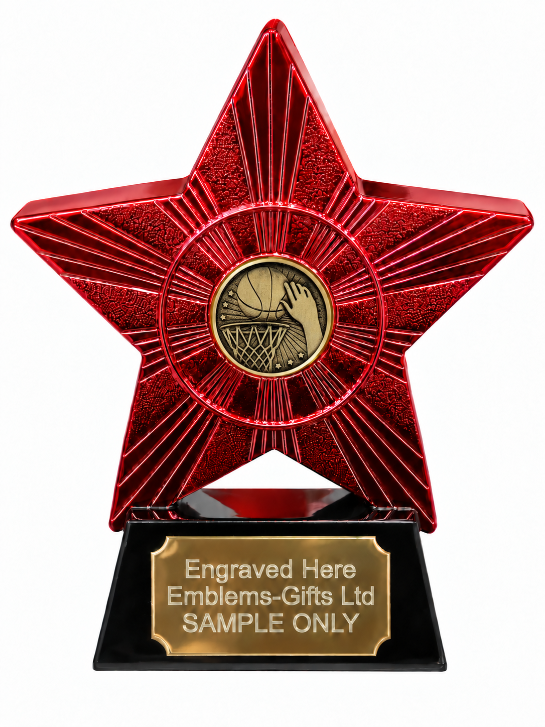 Red Superstar Basketball Bronze Resin Trophy 140 x 125mm (A2) with small basketball bronze centre