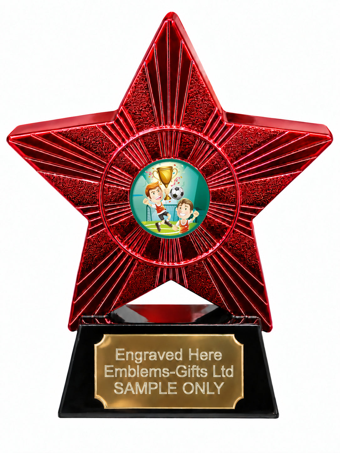 Red Superstar Junior Football Celebration Resin Trophy 140 x 125mm (A25)