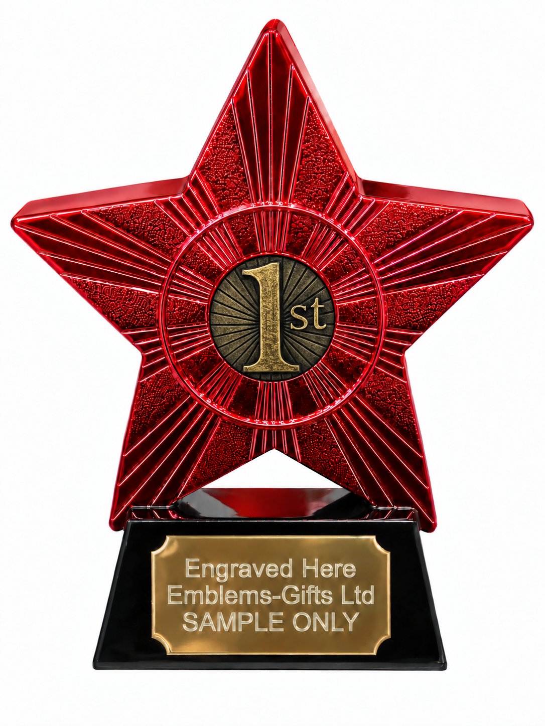Red Superstar 1st Place Sunburst Resin Trophy 140 x 125mm (A3)