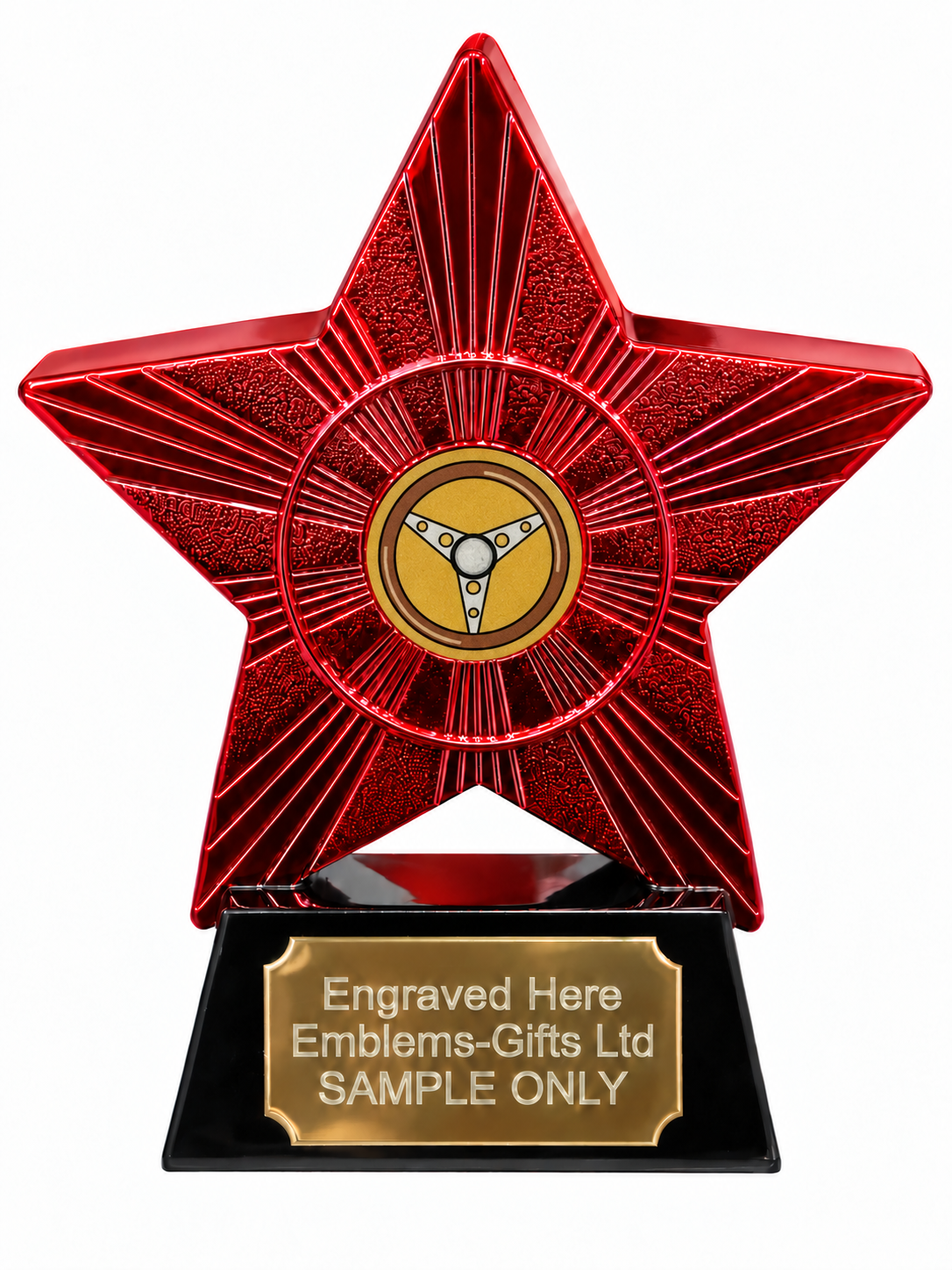 Red Superstar Steering Wheel Resin Trophy 140 x 125mm (A3)