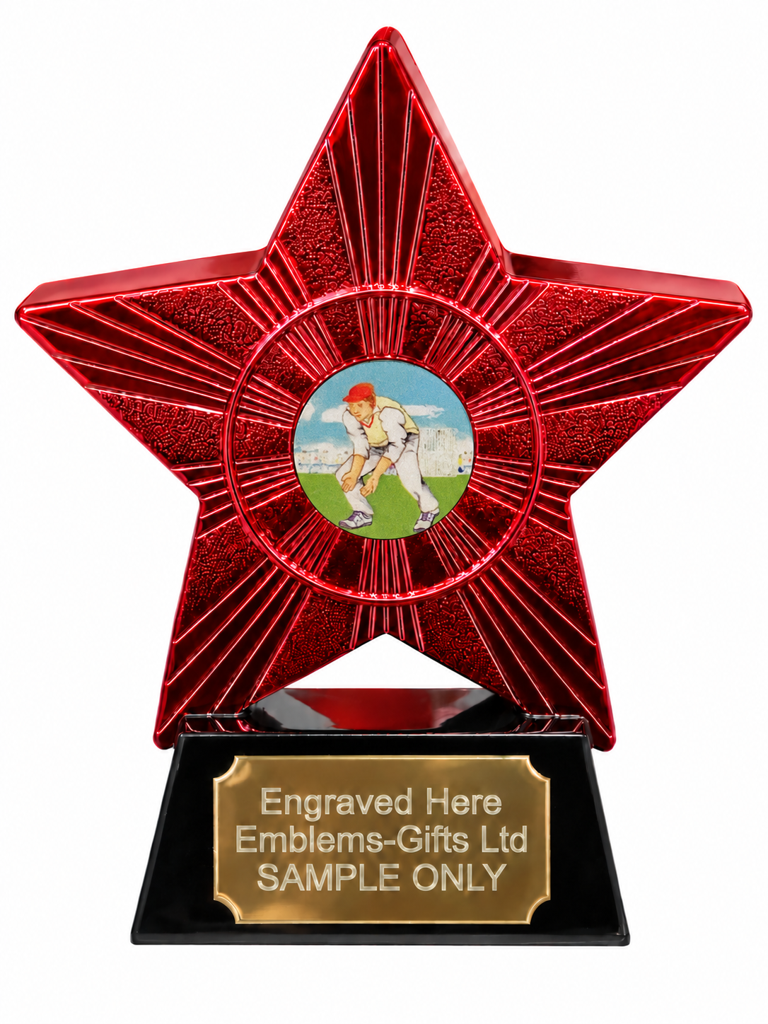 Red Superstar Cricket Fielder Resin Trophy 140 x 125mm (A3)