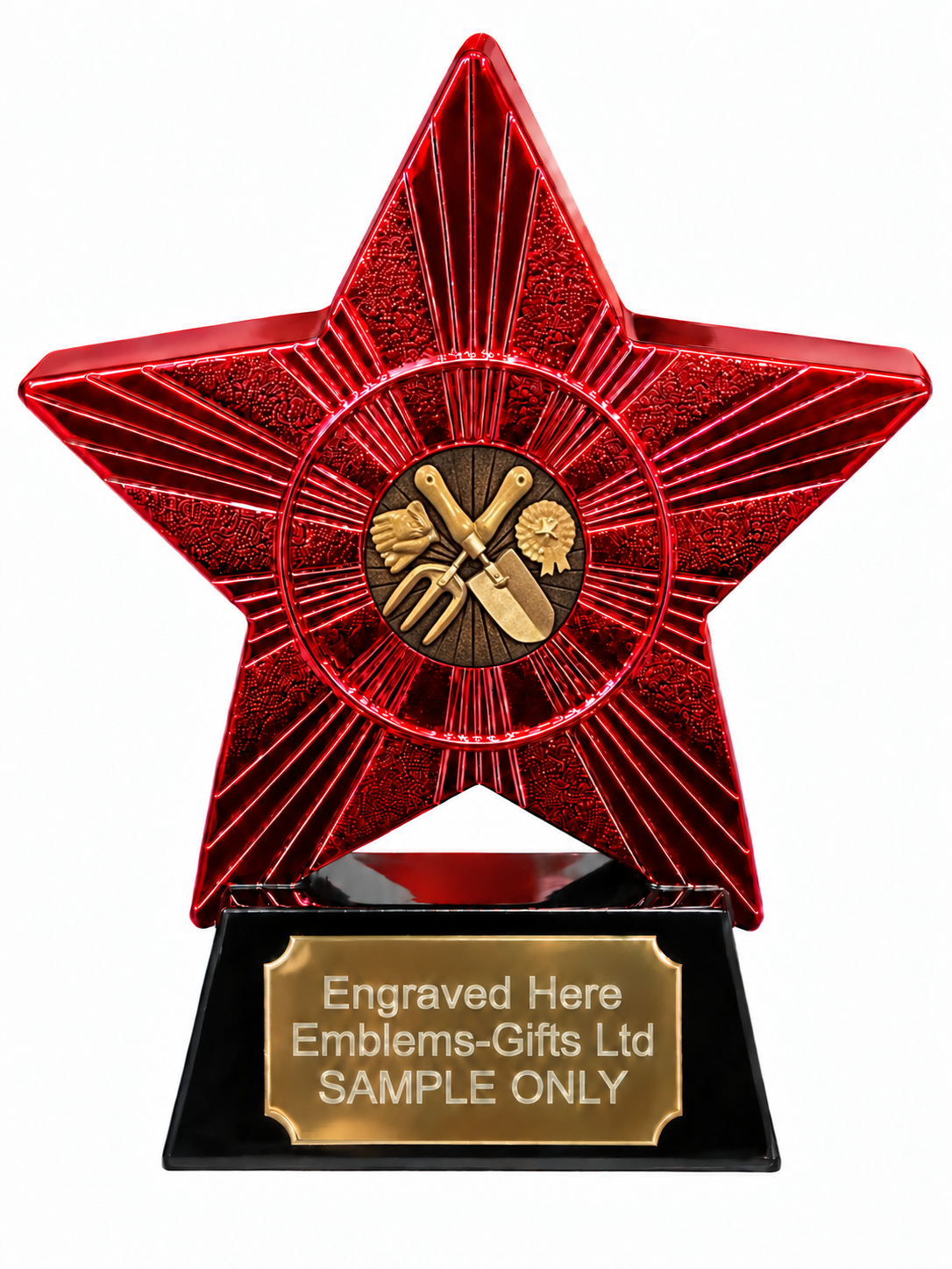 Red Superstar Gardening Bronze Resin Trophy 140 x 125mm (A3)