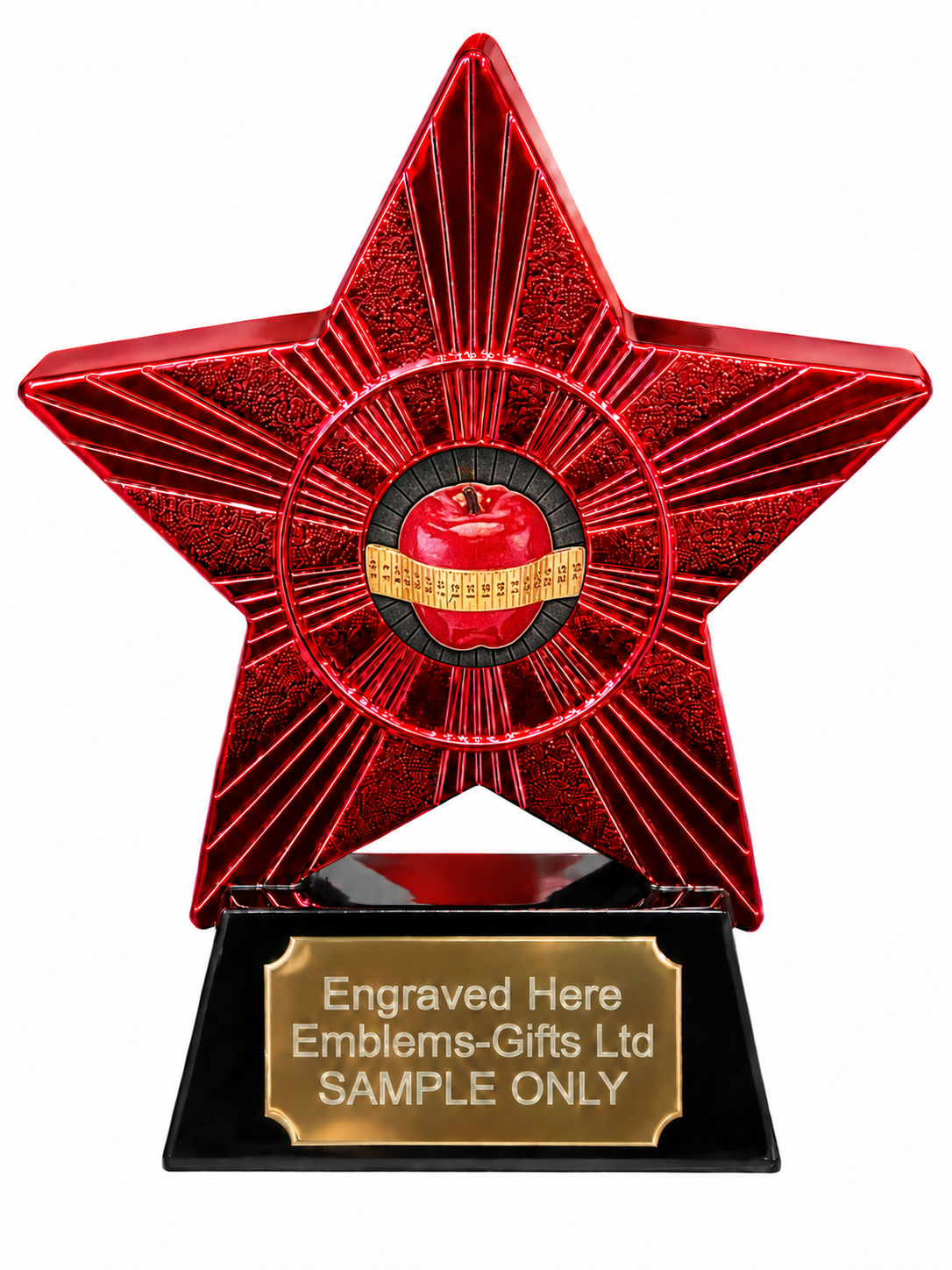 Red Superstar Slimming Apple and Tape Measure Resin Trophy 140 x 125mm (A3)