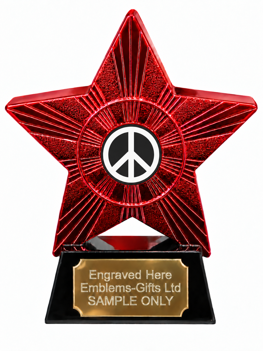 Red Superstar Peace Symbol Resin Trophy 140 x 125mm (A3)
