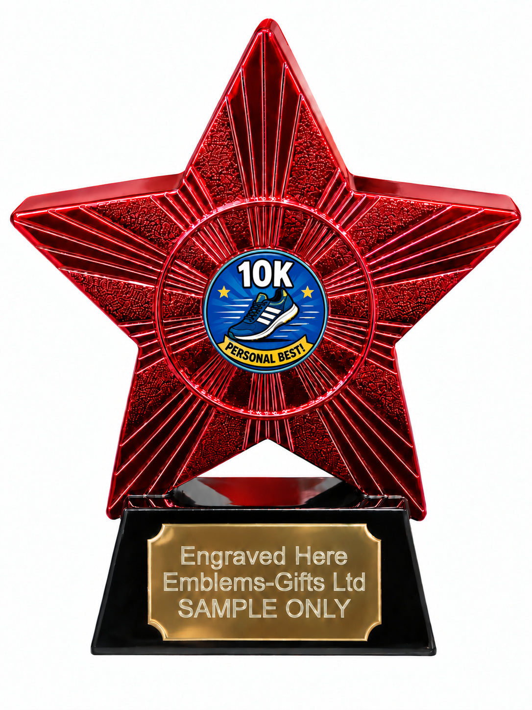 Red Superstar Running 10K Personal Best Resin Trophy 140 x 125mm (A30)