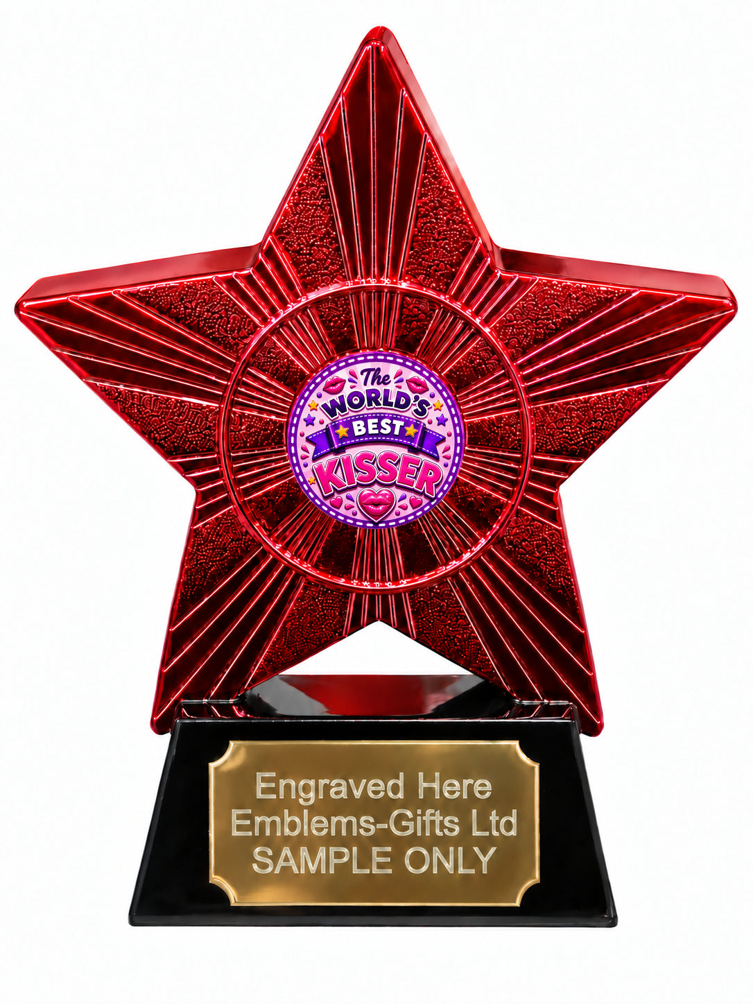 Red Superstar World's Best Kisser Resin Trophy 140 x 125mm (A31)