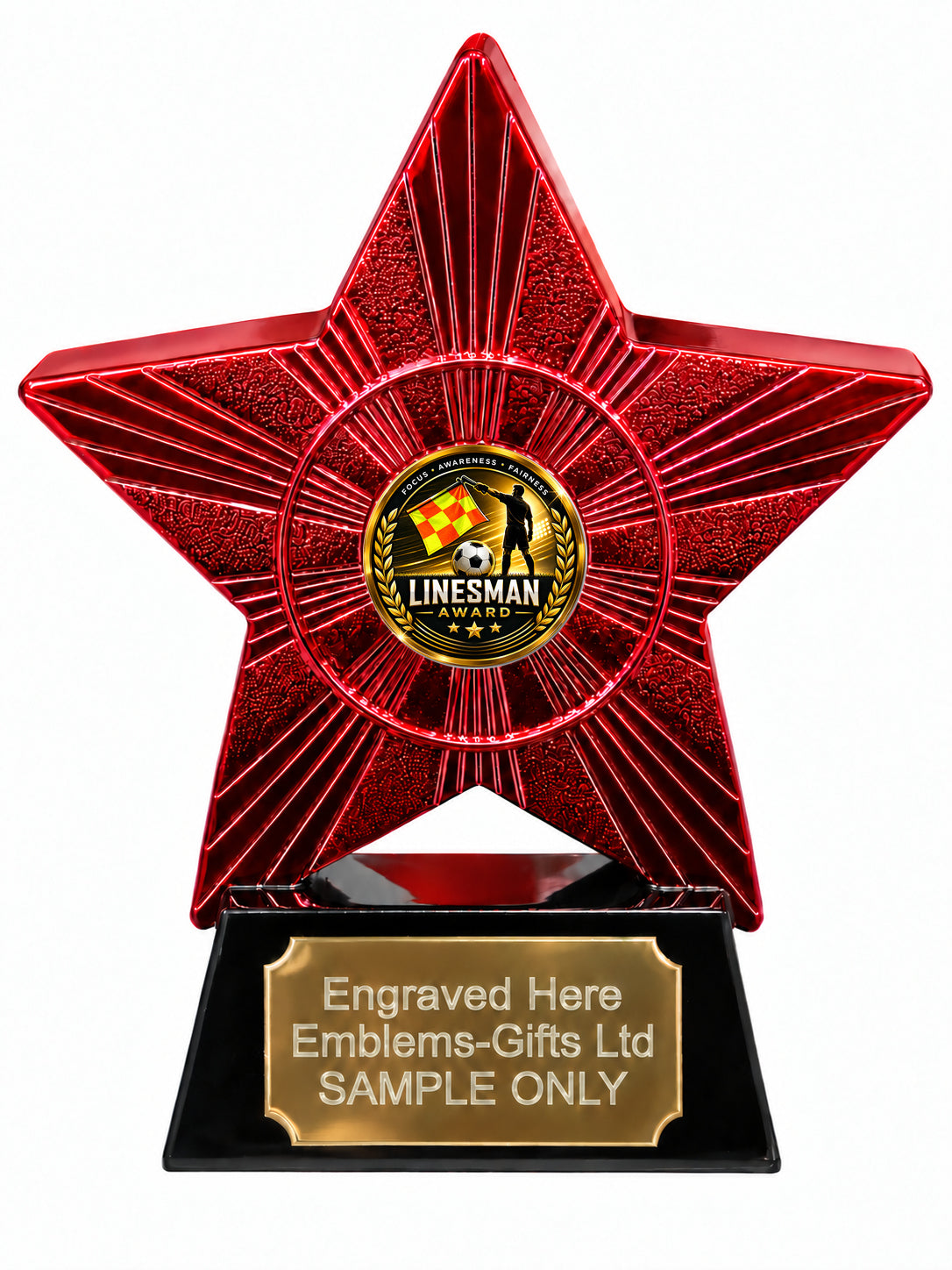 Red Superstar Football Linesman Gold Award Resin Trophy 140 x 125mm (A31)