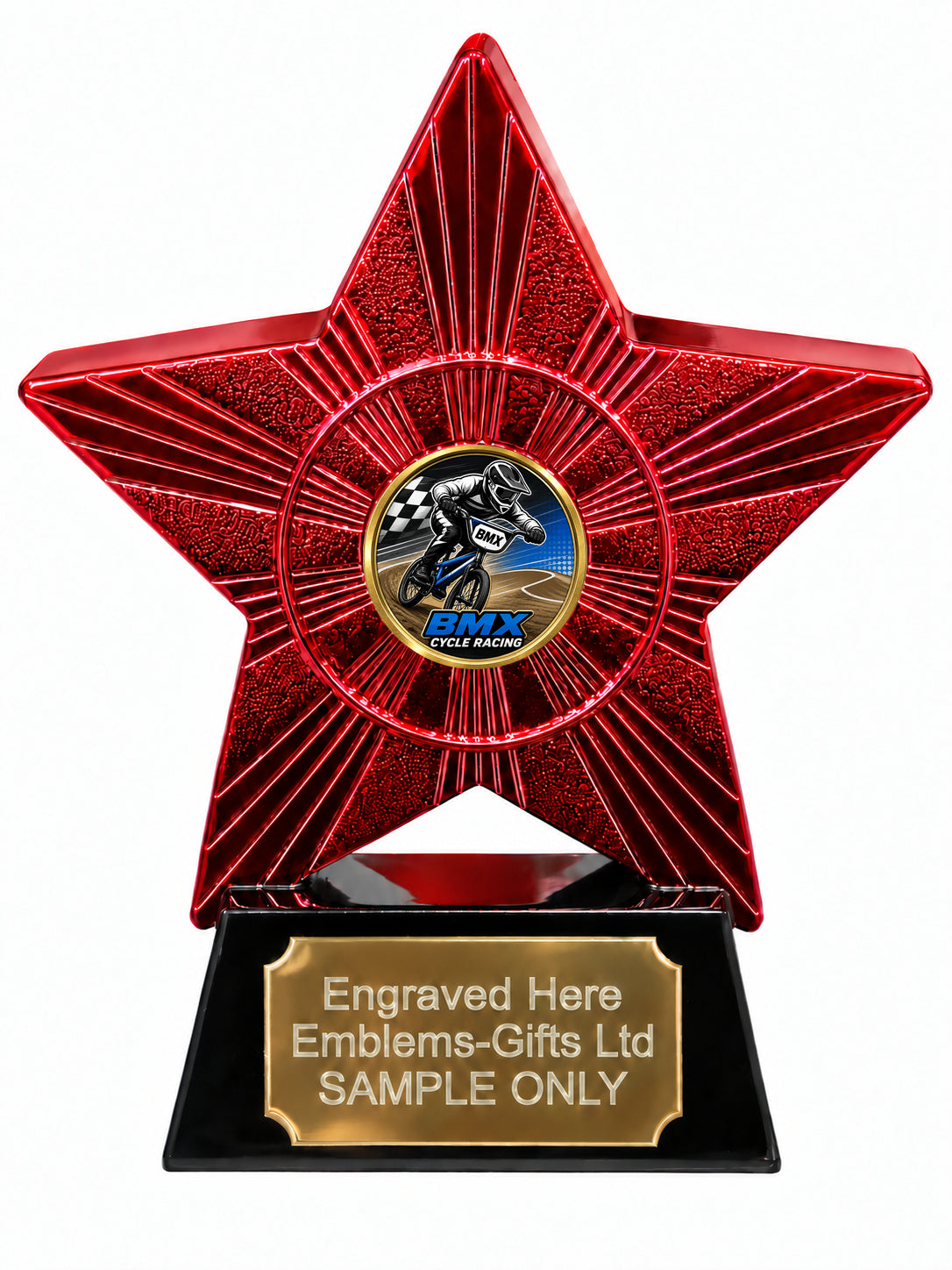 Red Superstar BMX Cycle Racing Resin Trophy 140 x 125mm (A31)
