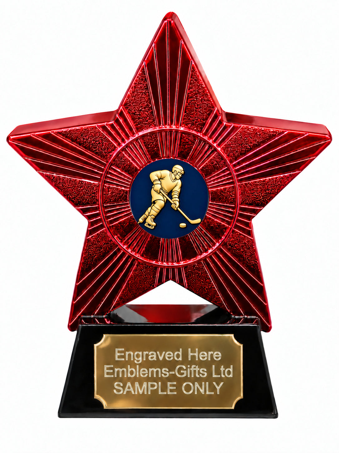 Red Superstar Ice Hockey Gold and Navy Resin Trophy 140 x 125mm (A31)