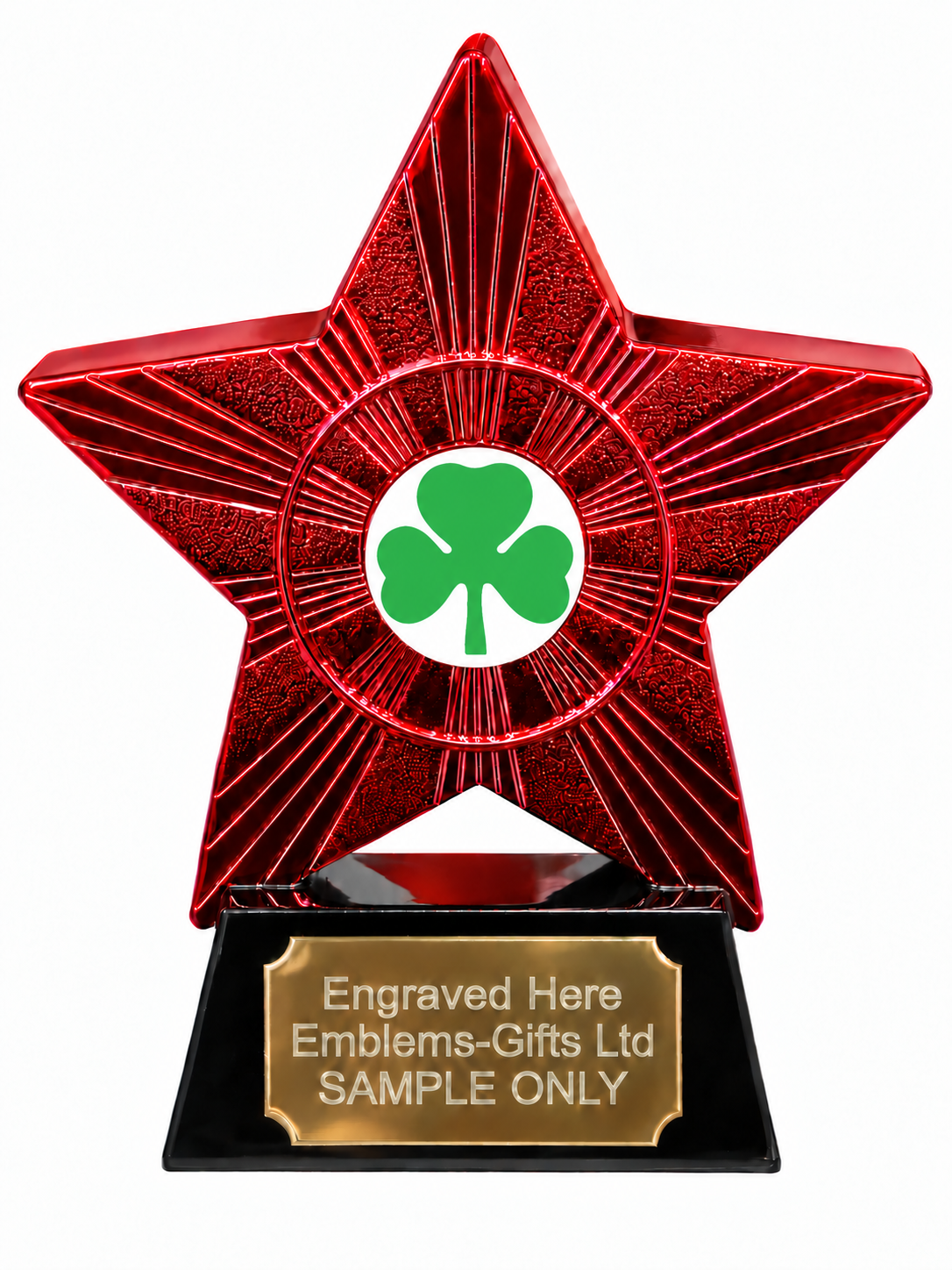 Red Superstar Green Shamrock Resin Trophy 140 x 125mm (A4)
