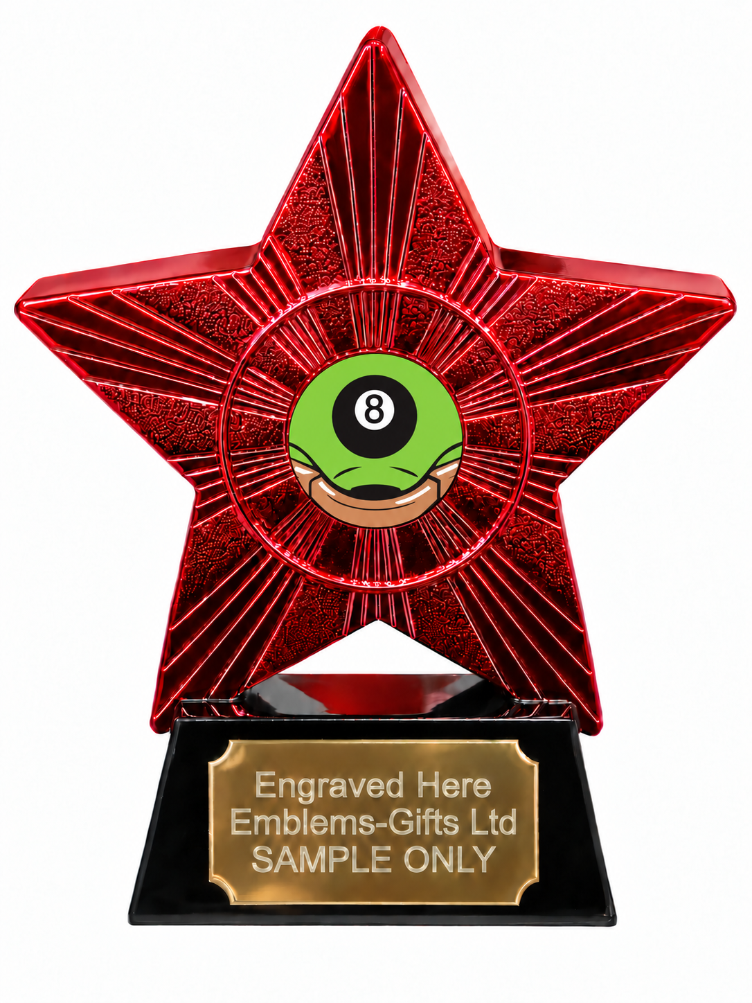 Red Superstar Pool Eight Ball Pocket Resin Trophy 140 x 125mm (A4)