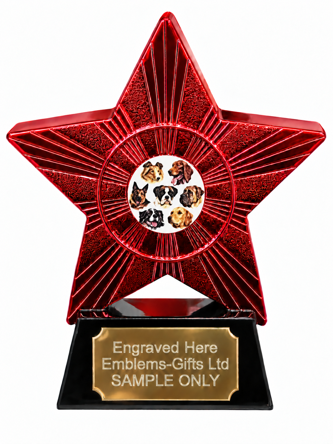 Red Superstar Dog Breeds Resin Trophy 140 x 125mm (A4)