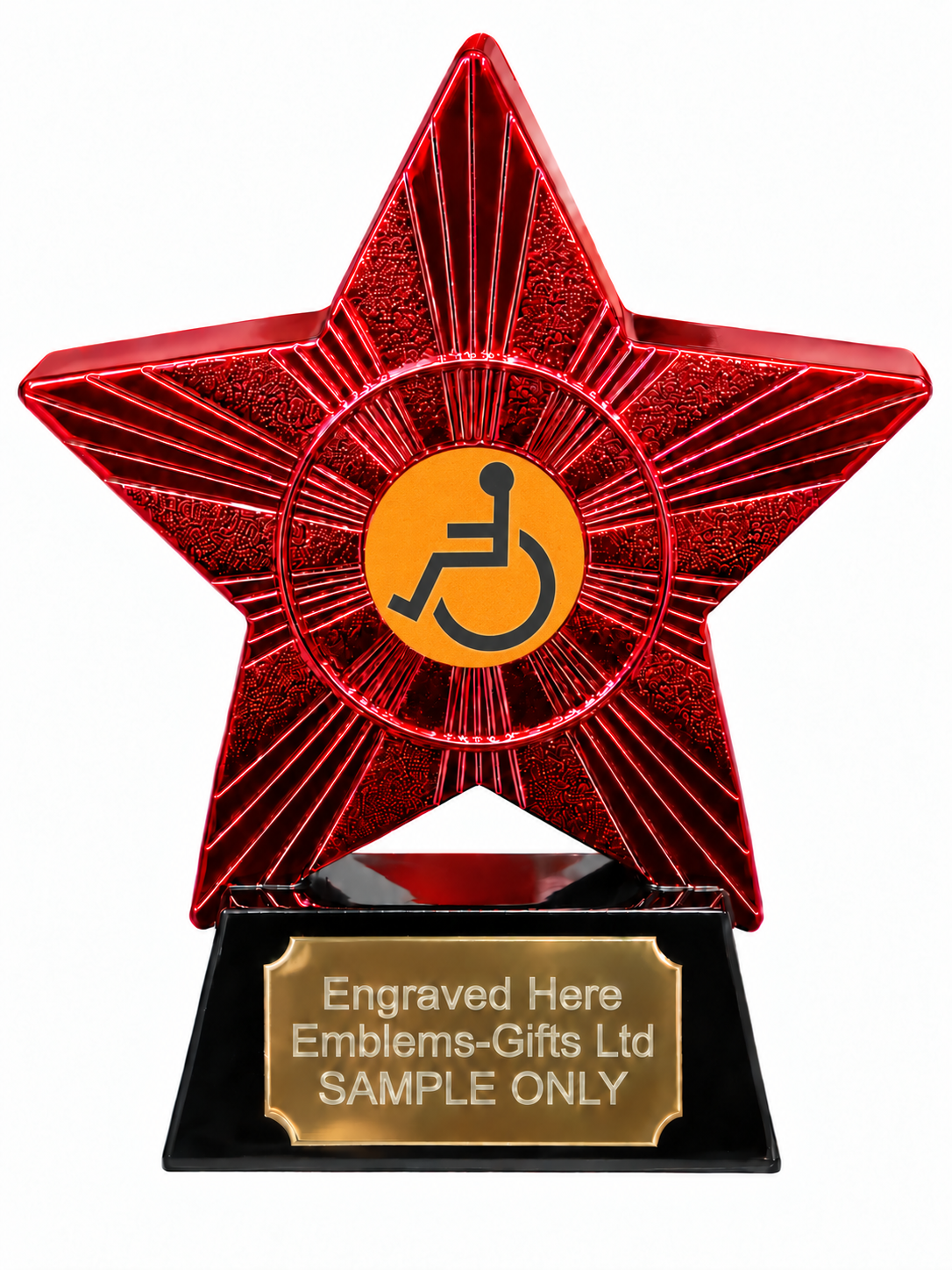 Red Superstar Wheelchair Symbol Resin Trophy 140 x 125mm (A4)