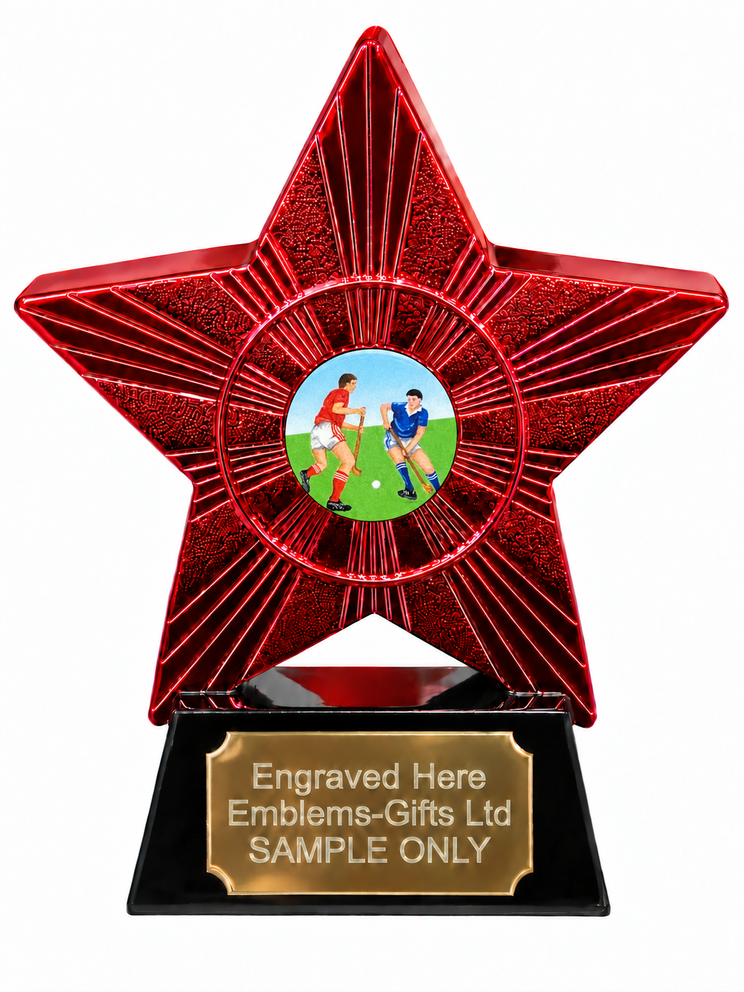 Red Superstar Male Hockey Players Resin Trophy 140 x 125mm (A4)