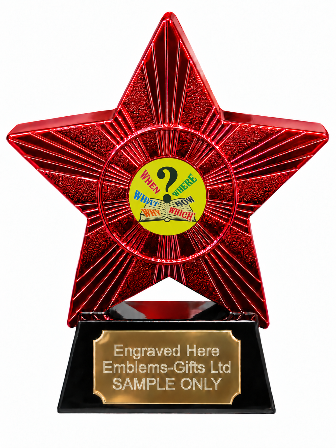 Red Superstar Quiz Questions and Book Resin Trophy 140 x 125mm (A5)