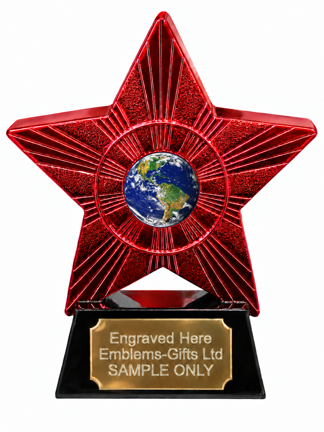 Red Superstar Planet Earth Resin Trophy 140 x 125mm (A5)