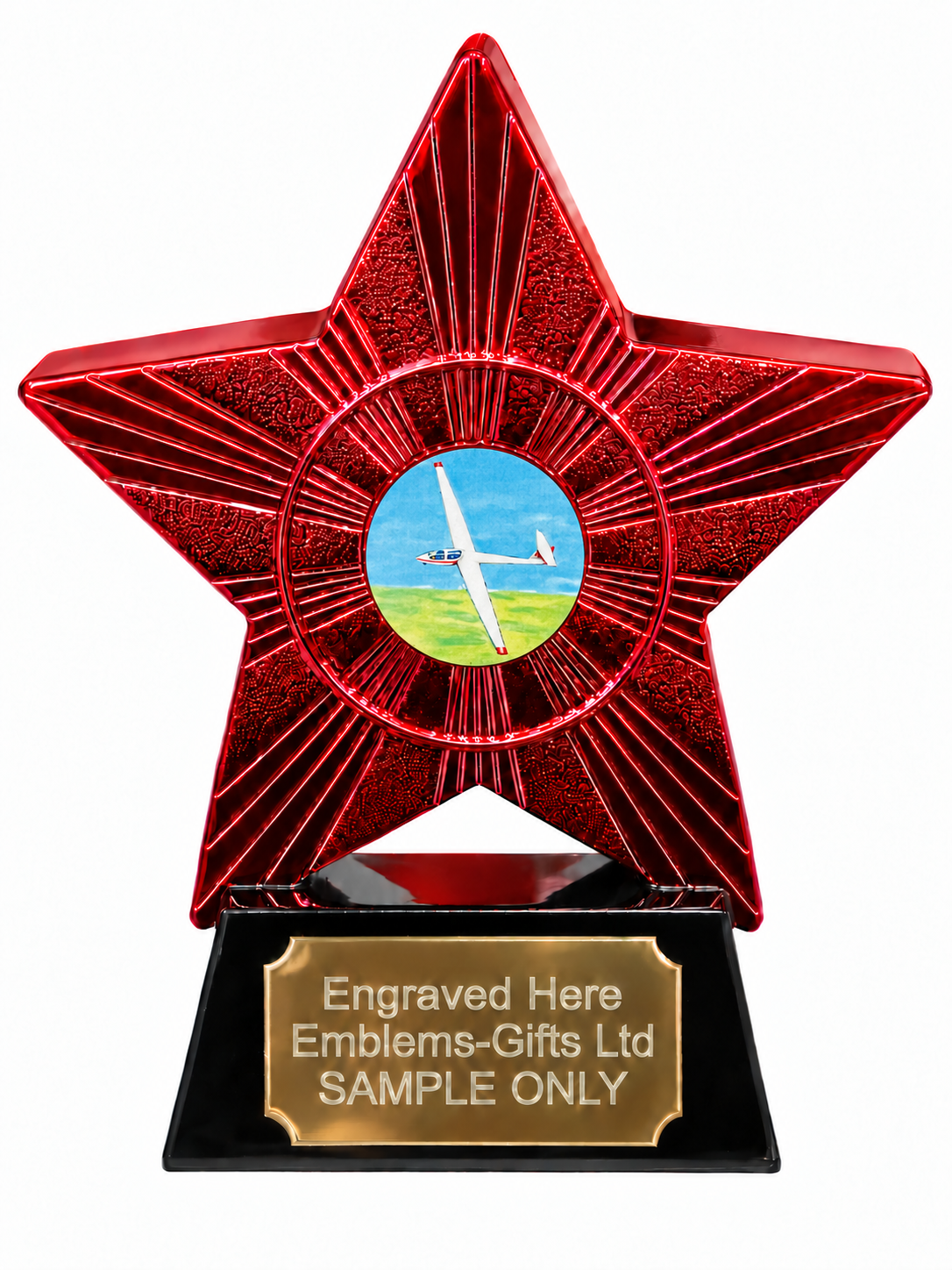 Red Superstar Glider Aircraft Resin Trophy 140 x 125mm (A5)