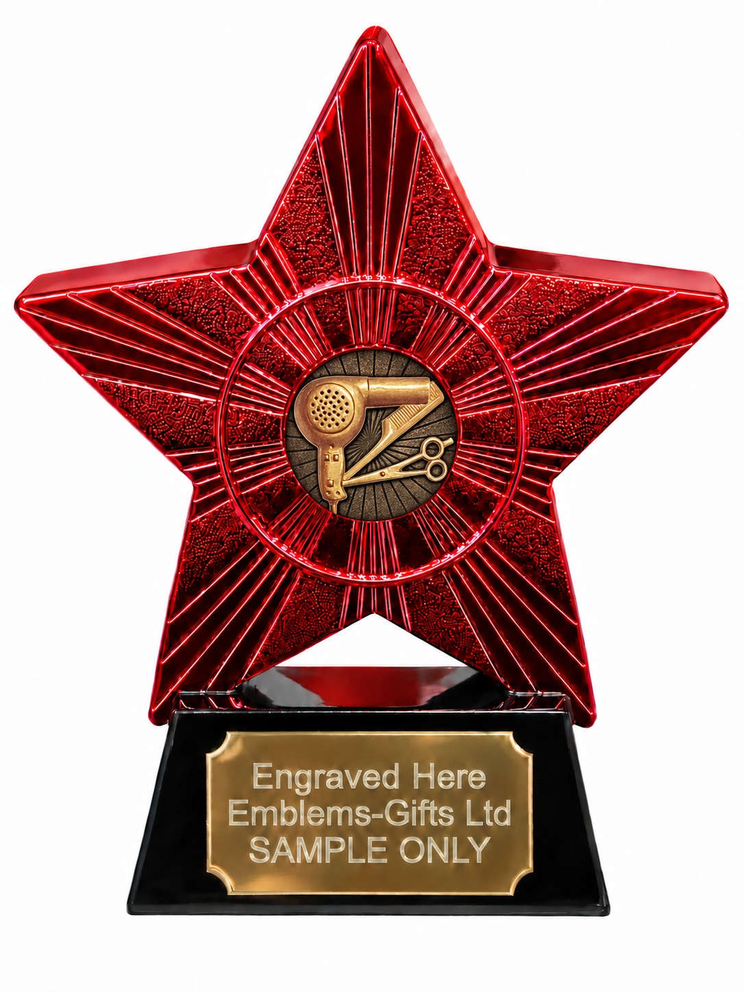 Red Superstar Hairdresser Tools Resin Trophy 140 x 125mm (A5)