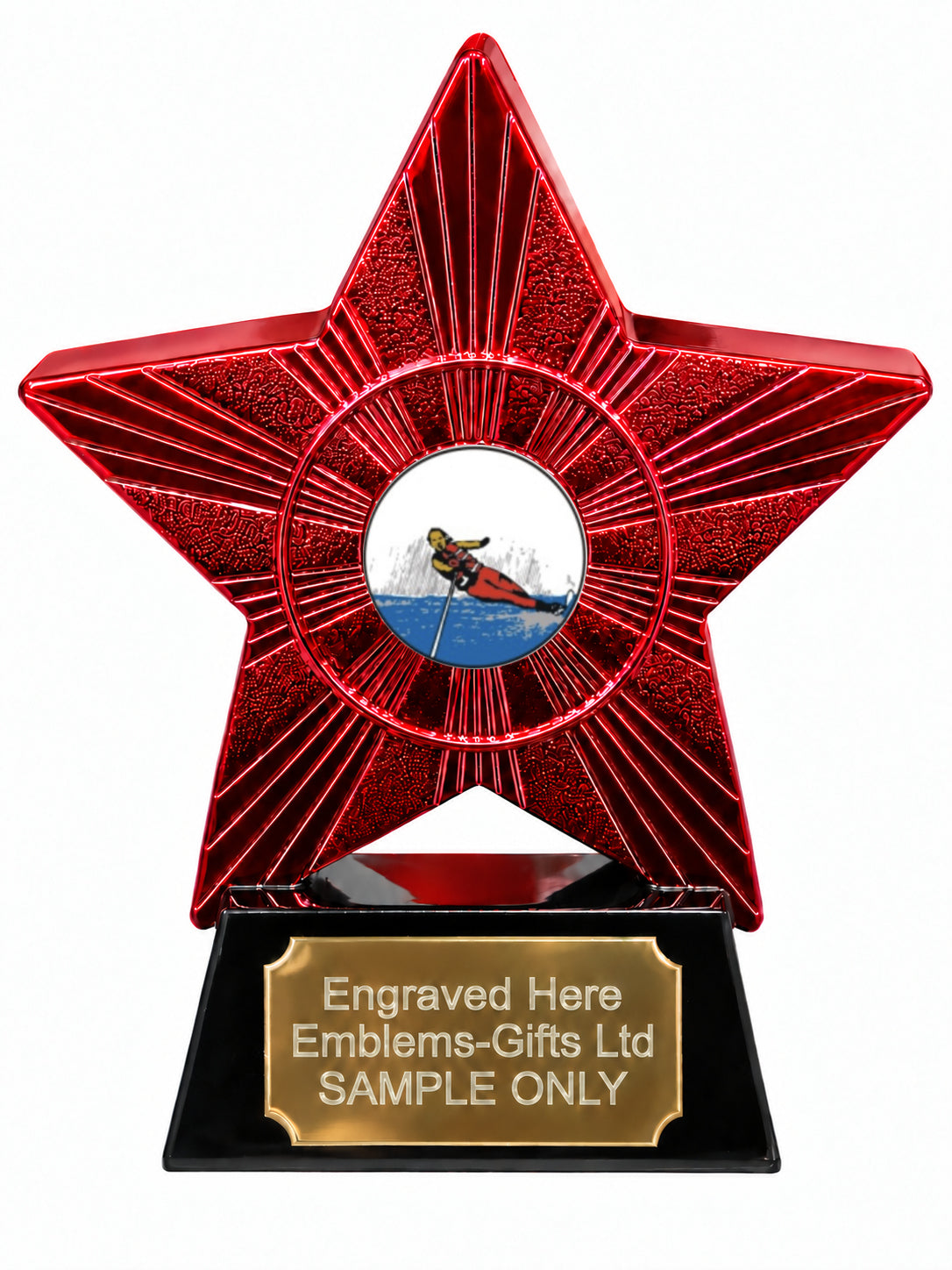 Red Superstar Water Skiing Resin Trophy 140 x 125mm (A5)