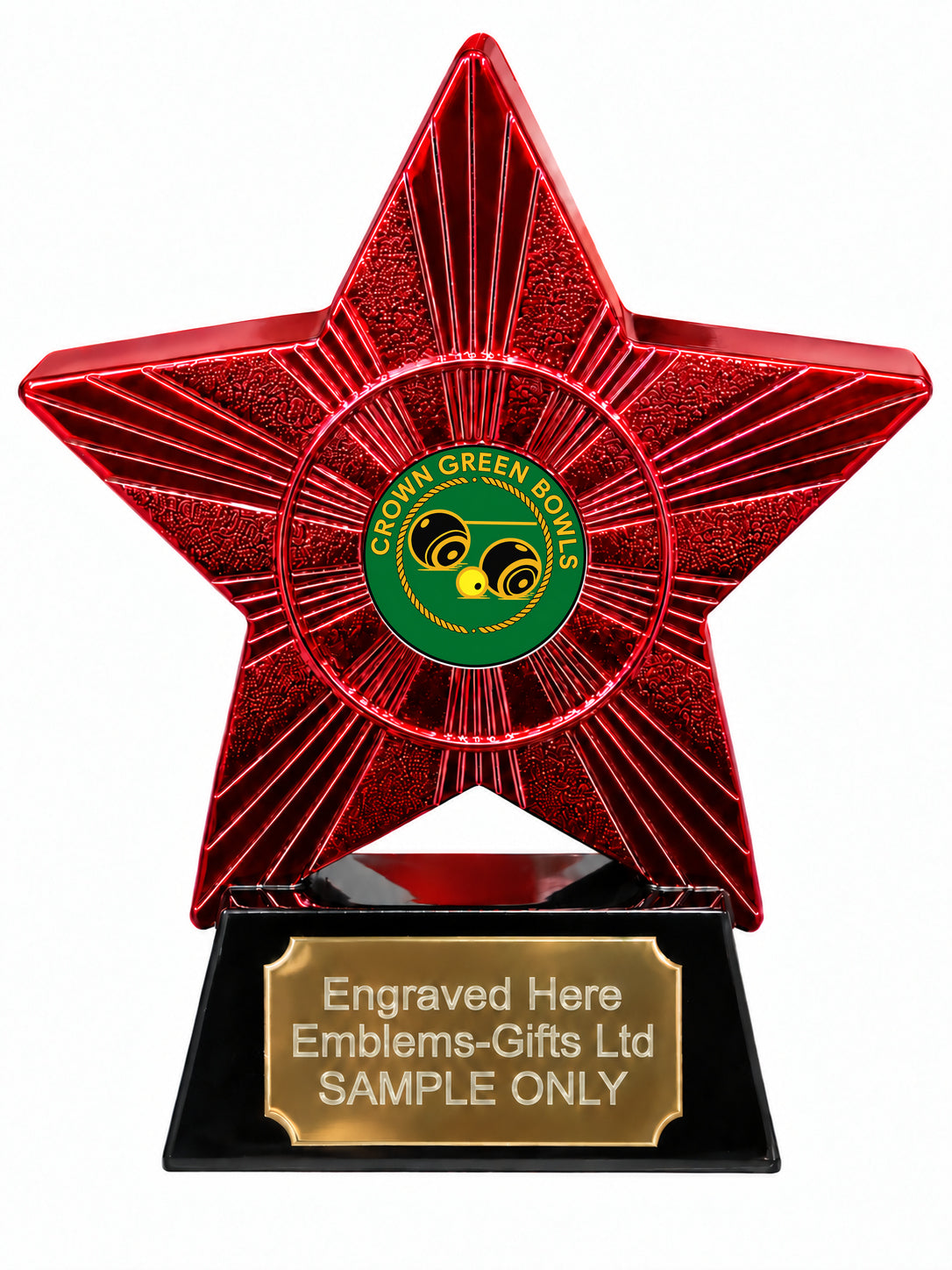 Red Superstar Crown Green Bowls Resin Trophy 140 x 125mm (A6)