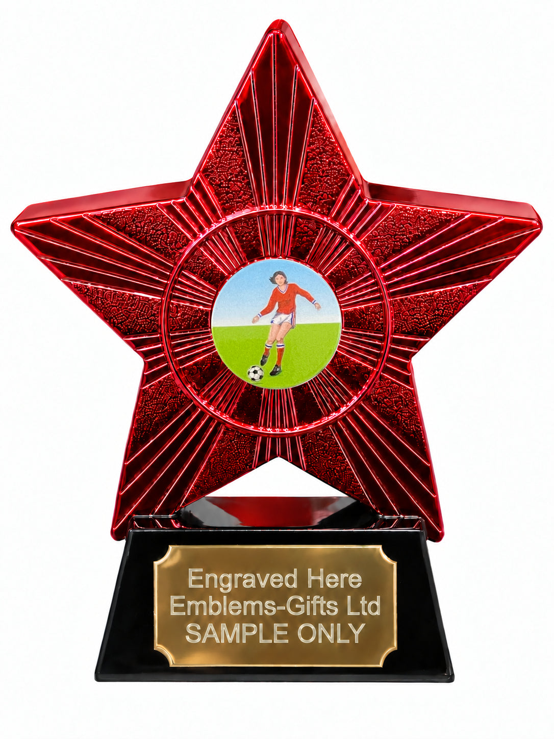 Red Superstar Footballer Red Kit Resin Trophy 140 x 125mm (A6)