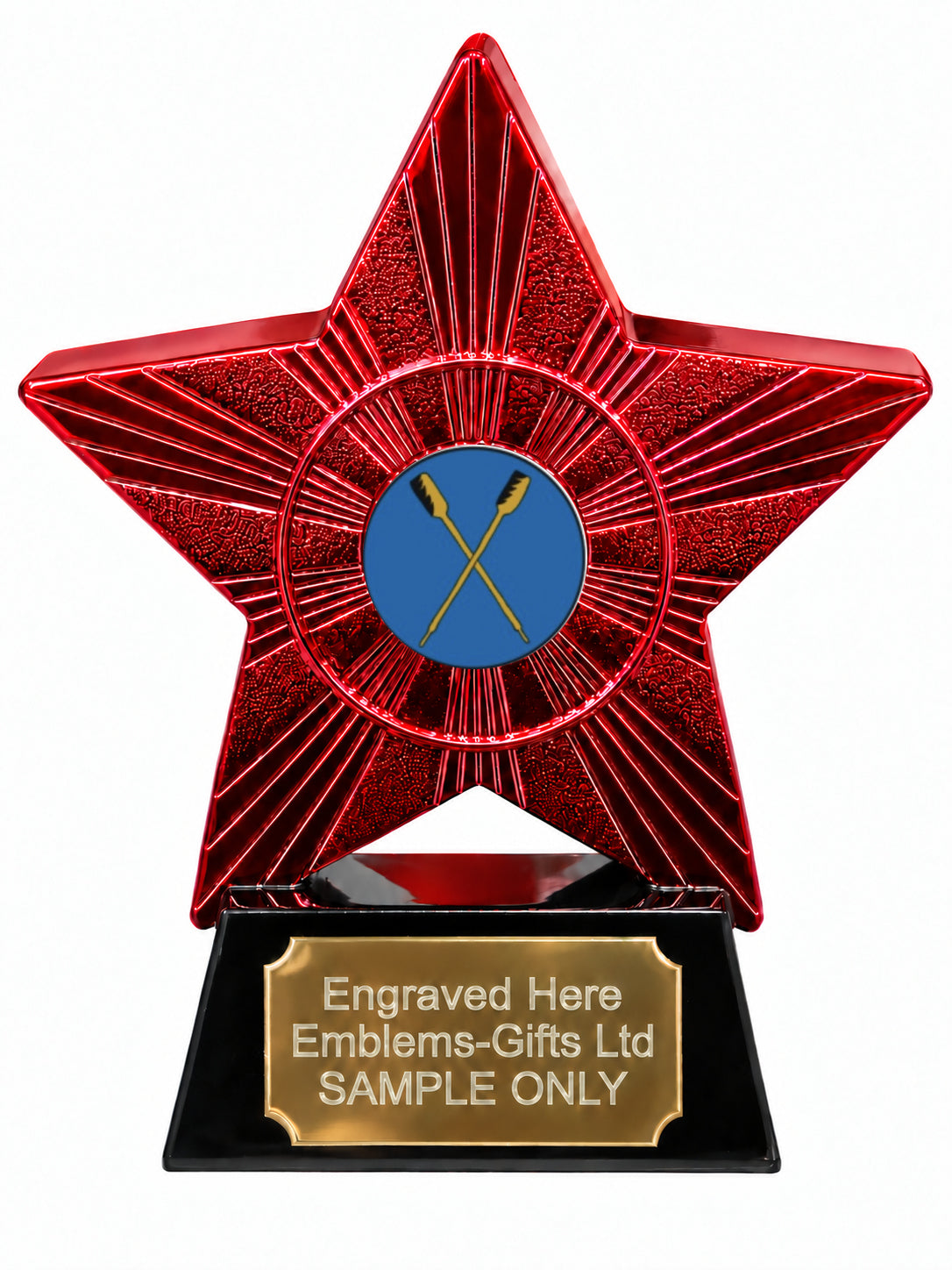 Red Superstar Crossed Oars Resin Trophy 140 x 125mm (A6)