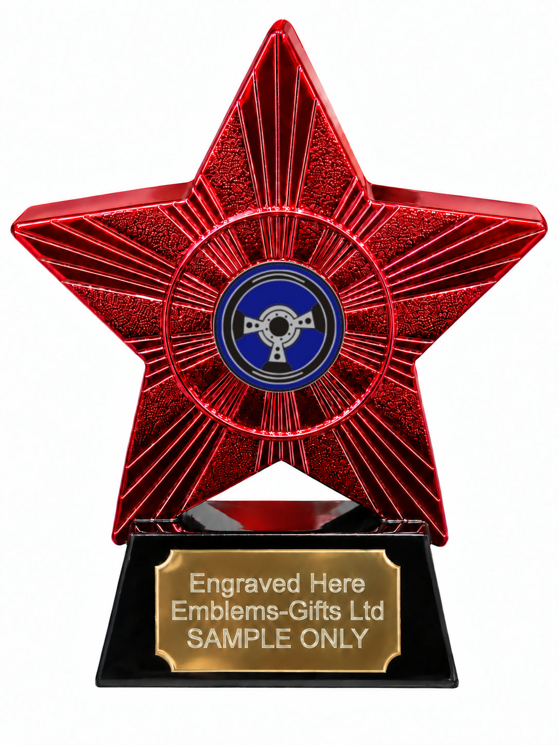 Red Superstar Steering Wheel Resin Trophy 140 x 125mm (A6)