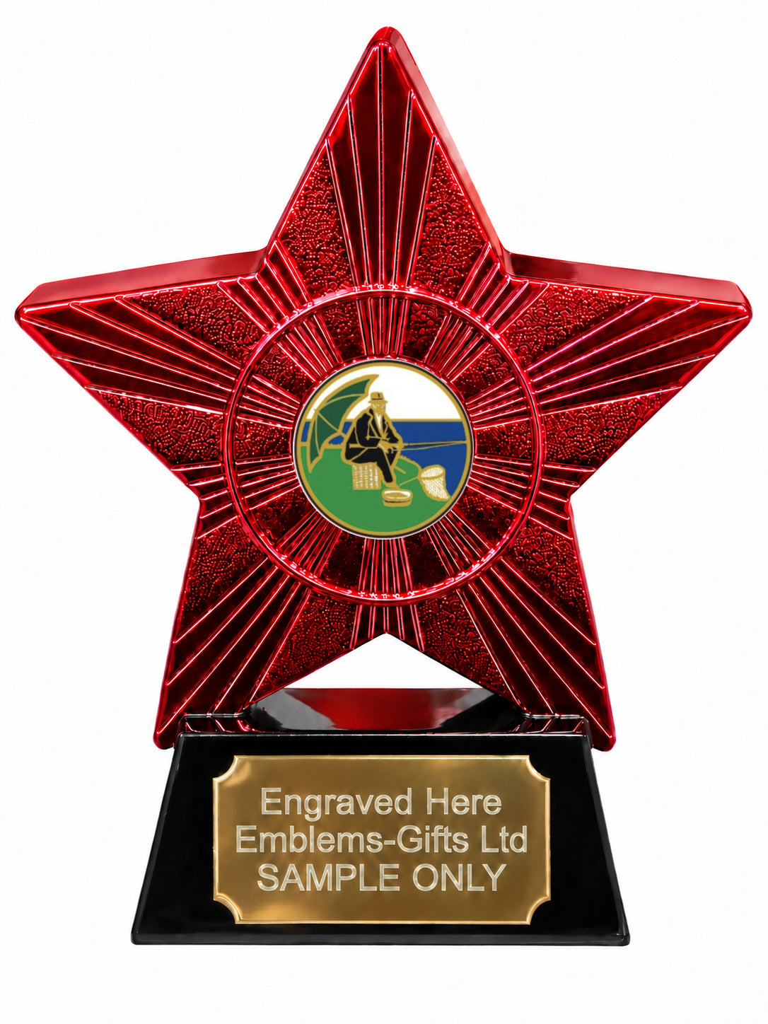 Red Superstar Seated Angler Resin Trophy 140 x 125mm (A6)