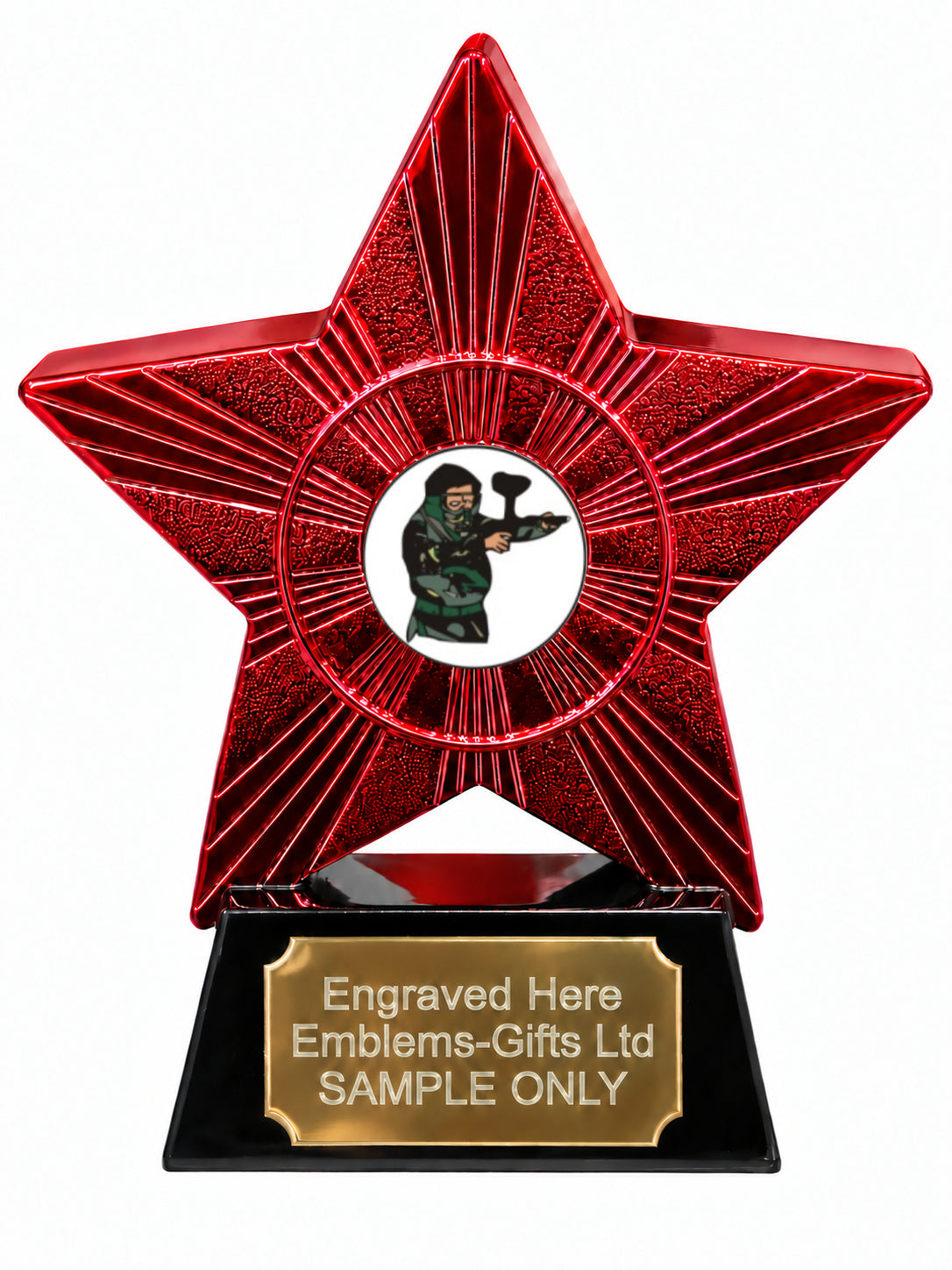 Red Superstar Paintball Resin Trophy 140 x 125mm (A7)