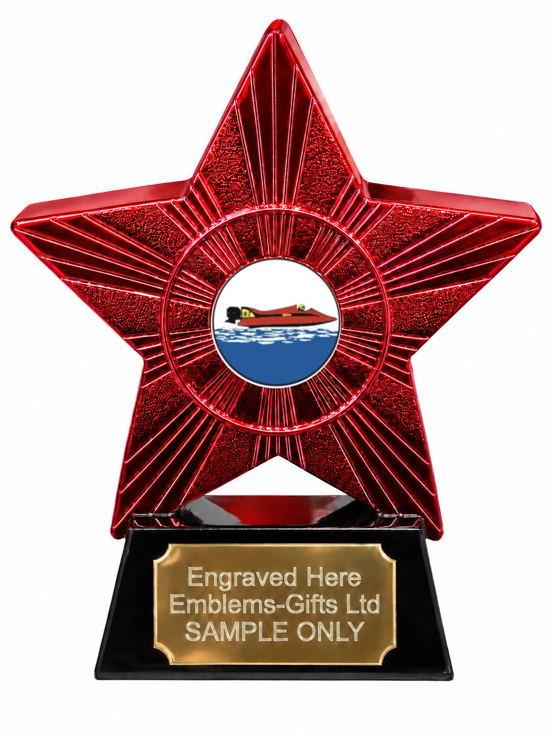Red Superstar Powerboat Racing Resin Trophy 140 x 125mm (A7)