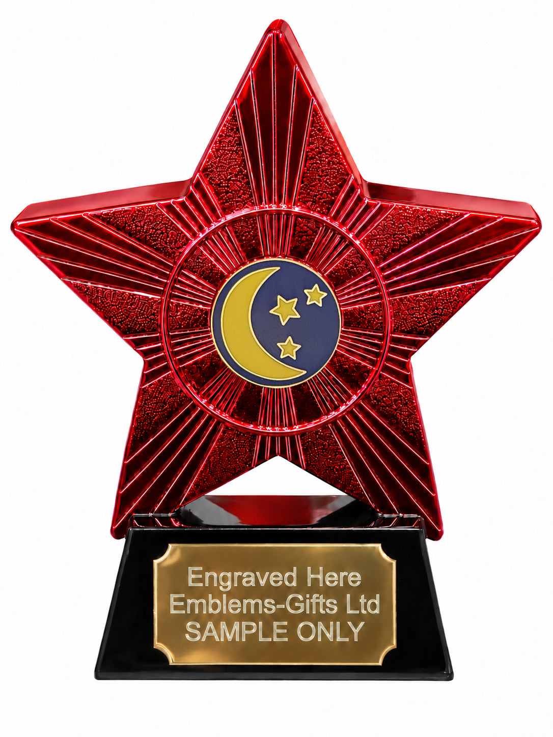 Red Superstar Crescent Moon and Stars Resin Trophy 140 x 125mm (A9)