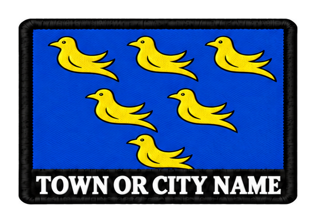 Sussex personalised county patch artwork preview, 90 x 60mm