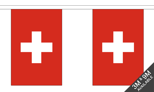 Switzerland 3 metre bunting, 10 flags - Flagmania