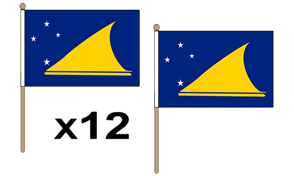 Flagmania Tokelau wooden hand flags, 9x6 inch, pack of 12, no bases