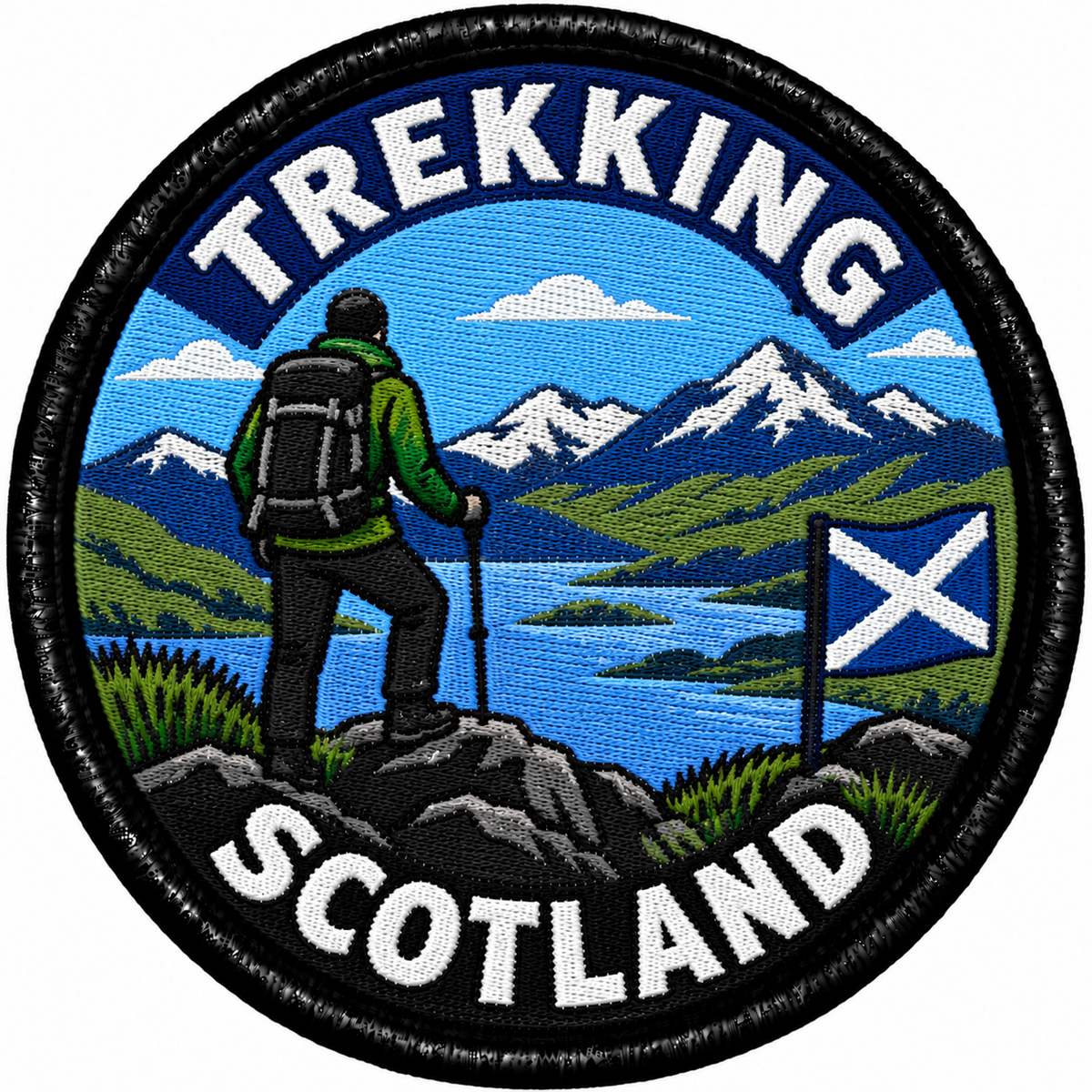 Trekking Scotland 80mm Embroidered Patch