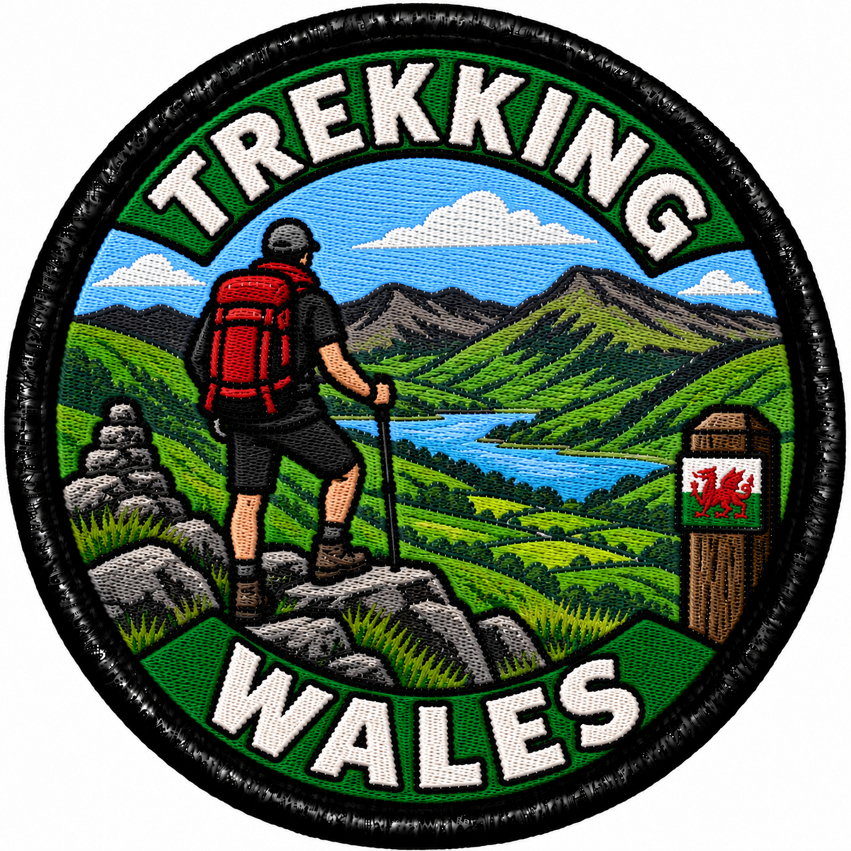 Trekking Wales 80mm embroidered patch
