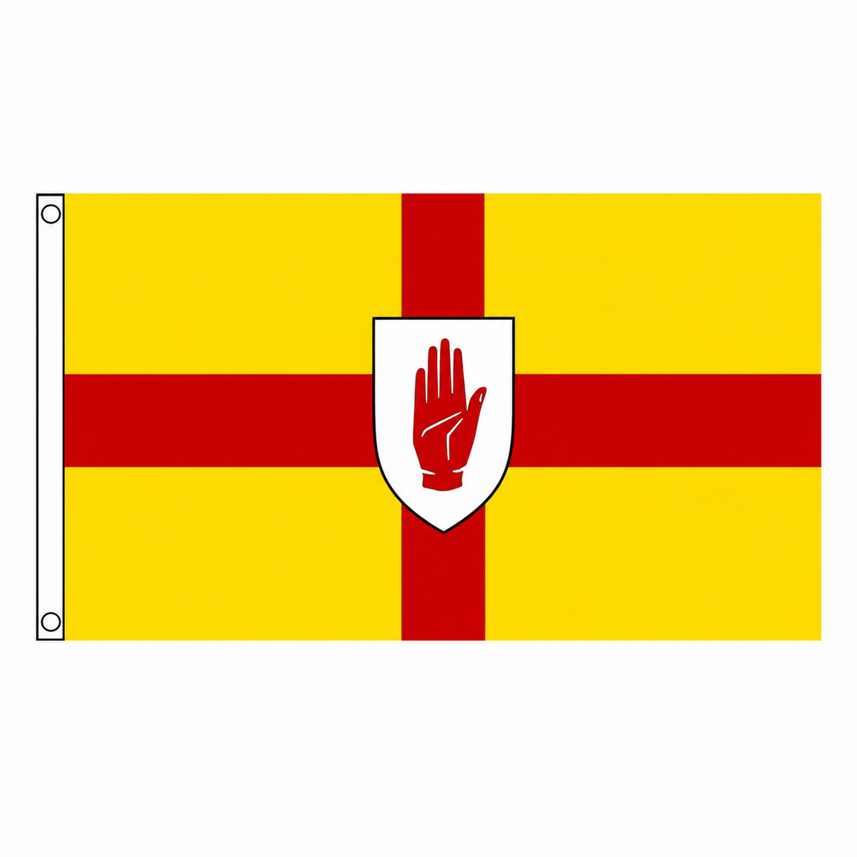 Ulster flag centred on a square white background