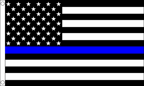 Flagmania USA Thin Blue Line 5ft x 3ft Polyester Flag
