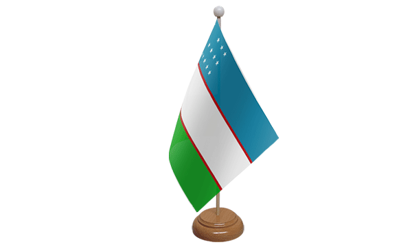Flagmania Uzbekistan wooden hand flags, 9x6 inch, pack of 12, no bases