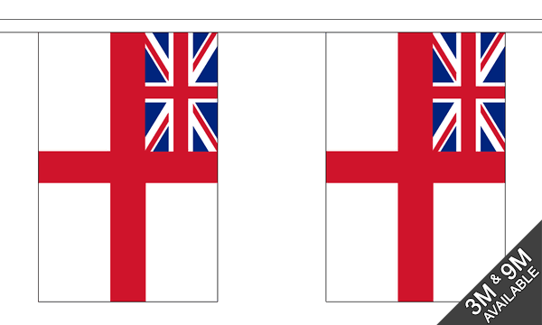 White Ensign 3 metre bunting, 10 flags - Flagmania