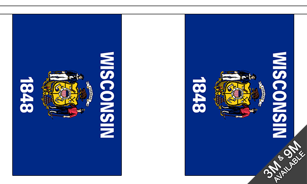 Wisconsin 3 metre bunting, 10 flags - Flagmania