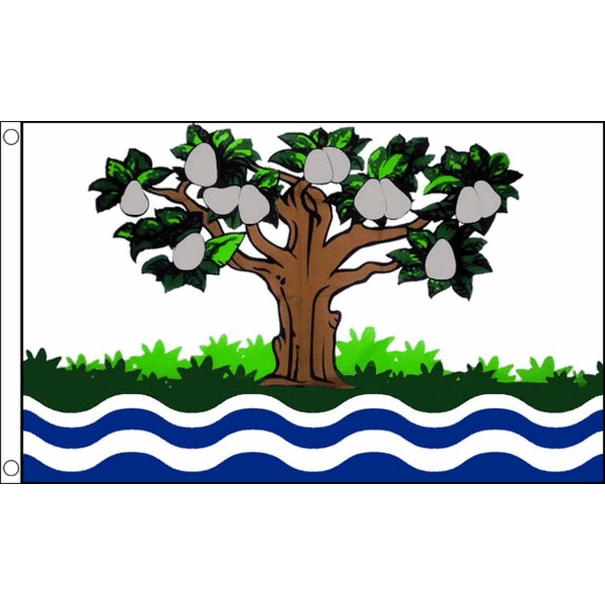 Worcestershire Old flag with pear tree and blue and white waves, 5ft x 3ft