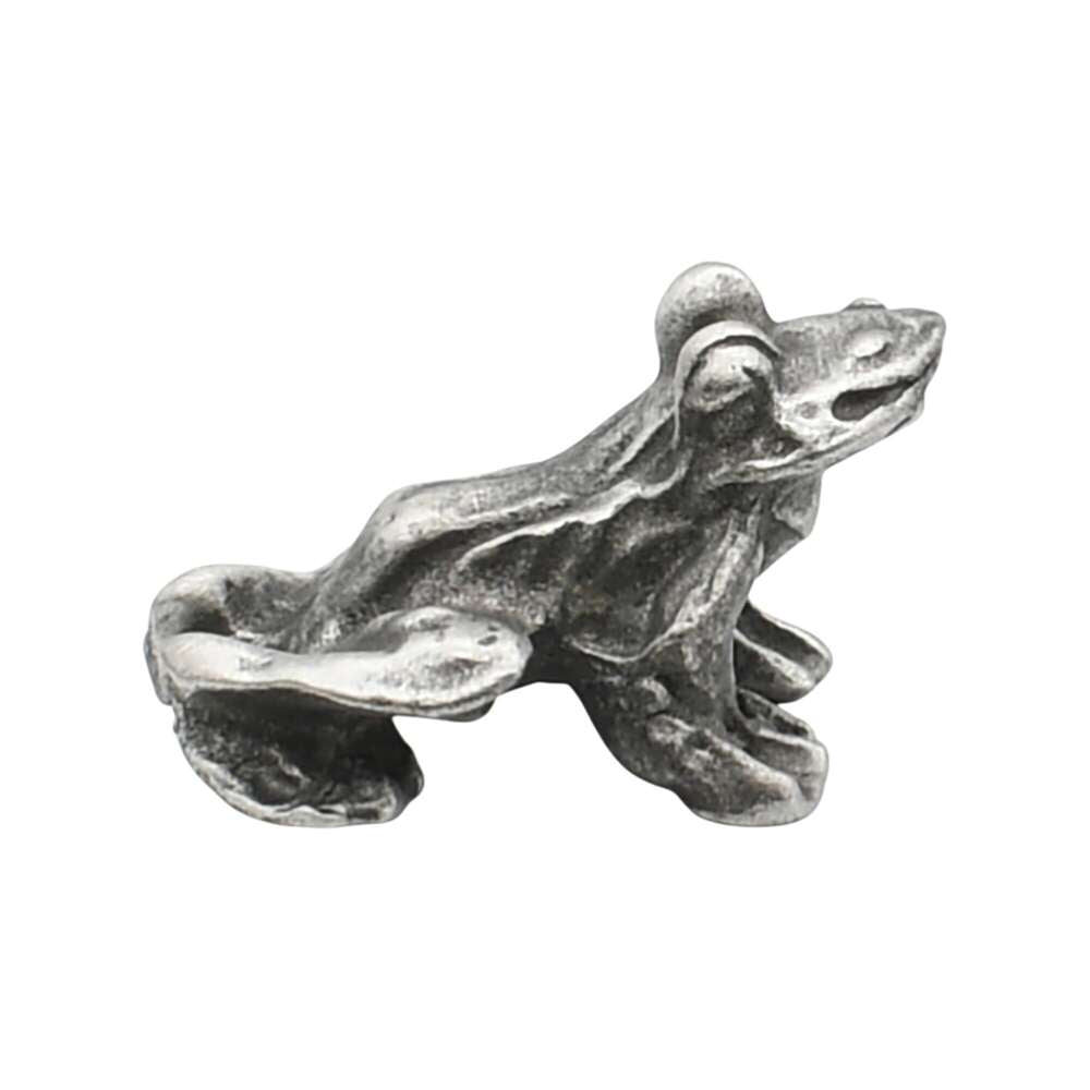 English-made small pewter frog figurine ornament – opposite side view showing the body and webbed feet