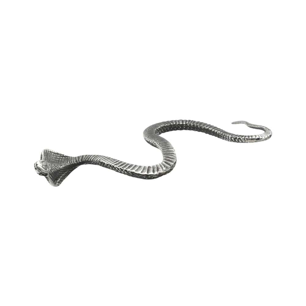 Side and underside view of English made pewter long snake figurine XCSORN050