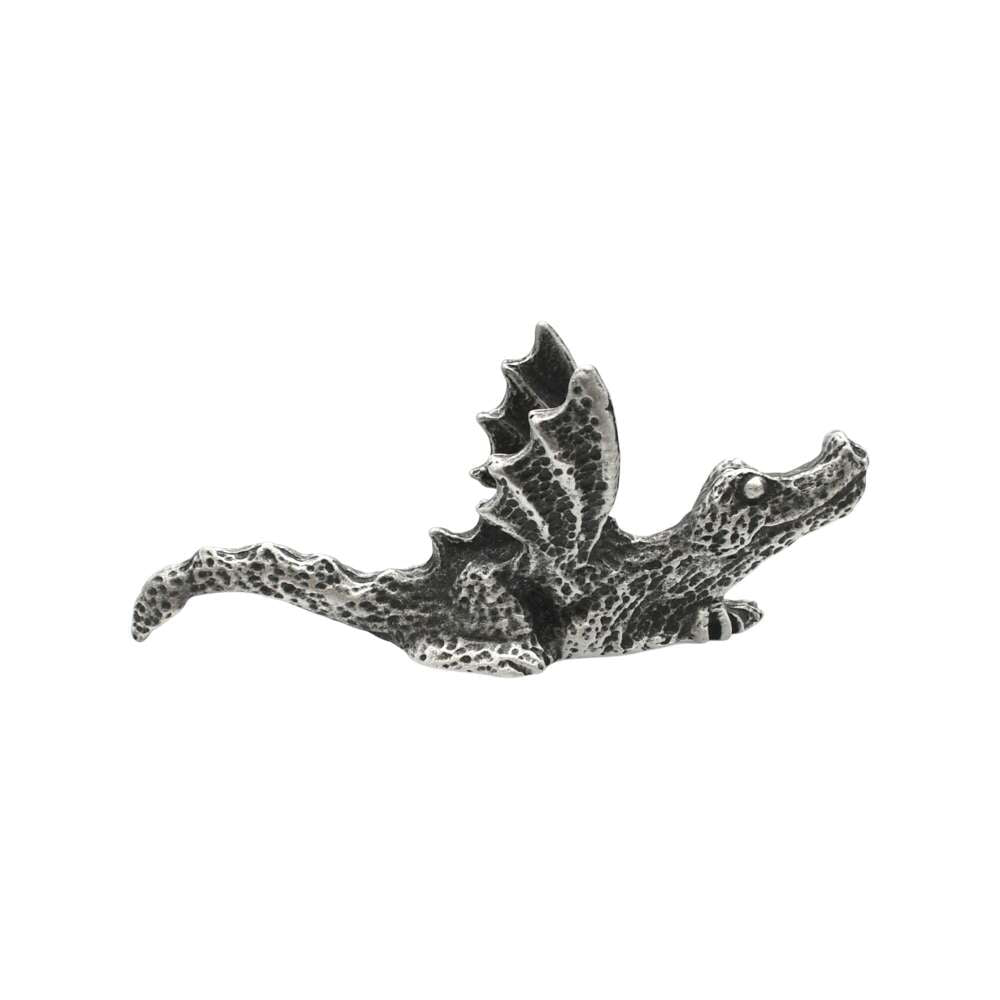 English made pewter laying dragon ornament – opposite side showing detailed wings and scaled body XCSORN068